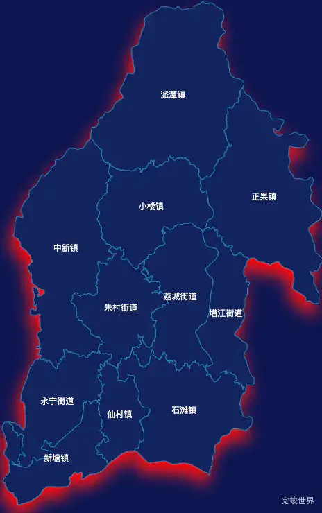 echarts广州市增城区geoJson地图阴影